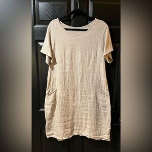 Angela Mara Linen/Cotton Shift Dress